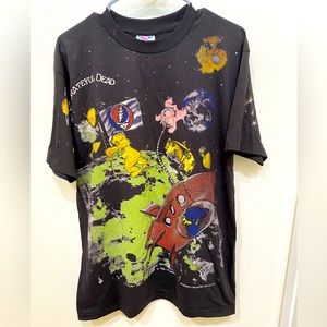 Grateful Dead Band Tee Size L - Very Cool Graphics! Liquid Blue